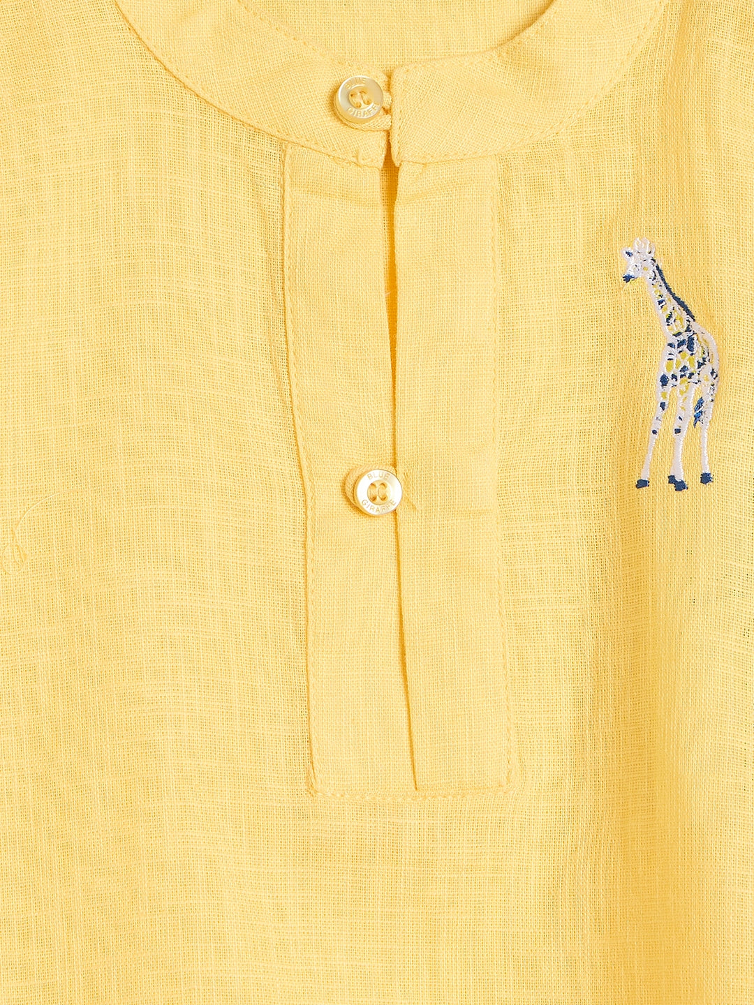 Blue Giraffe Boys Yellow Solid Regular Fit Pure Cotton Shirt