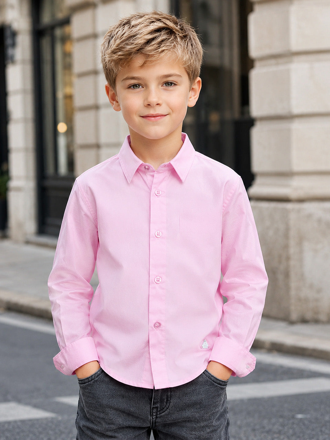 Blue Giraffe Boys Pink Shirt