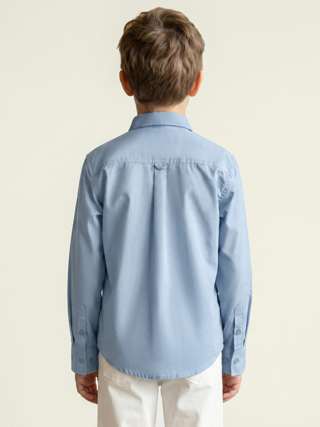 Blue Giraffe Boys Blue Solid Regular Fit Pure Cotton Shirt
