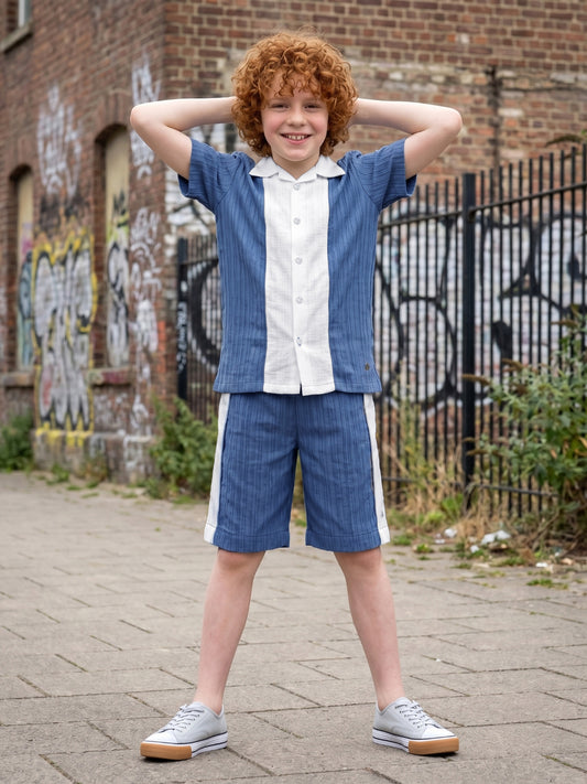 Blue Giraffe Boy Multi Mid Rise Shorts