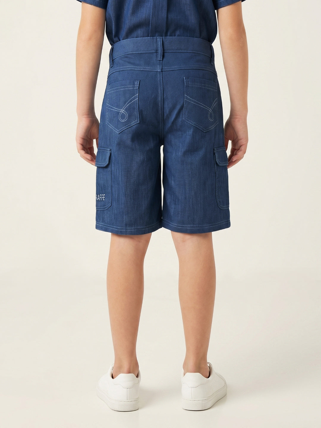 Blue Giraffe Boys Blue Solid Regular Fit Shorts