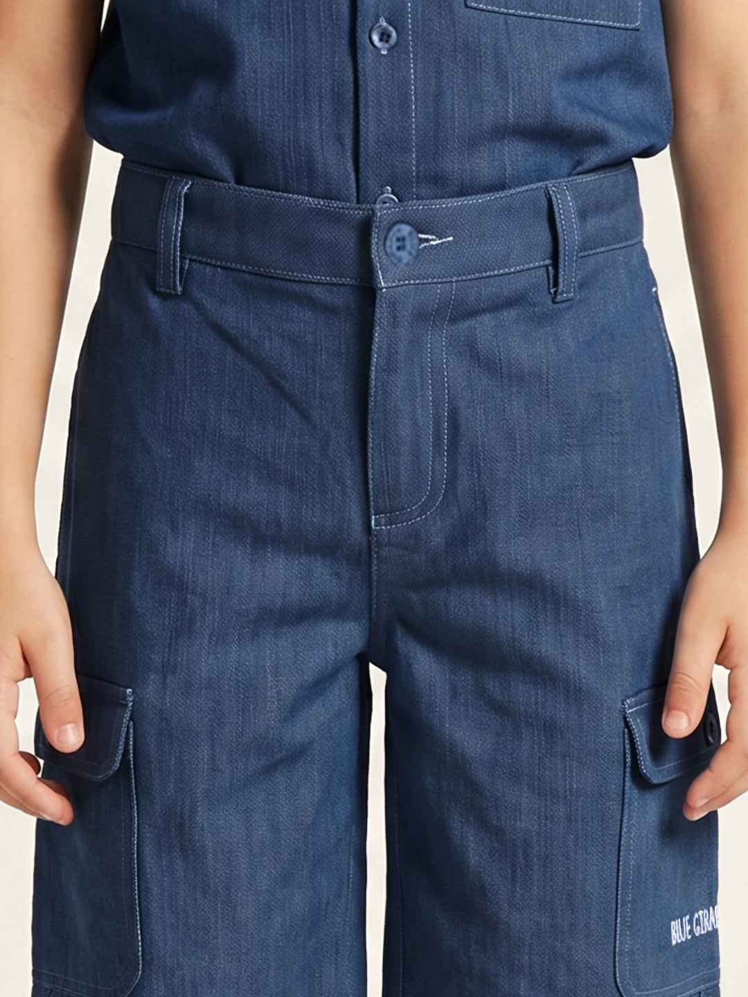 Blue Giraffe Boys Blue Solid Regular Fit Shorts