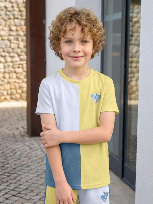 Blue Giraffe Yellow Solid Boys T Shirt