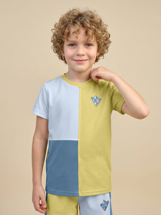 Blue Giraffe Yellow Solid Boys T Shirt