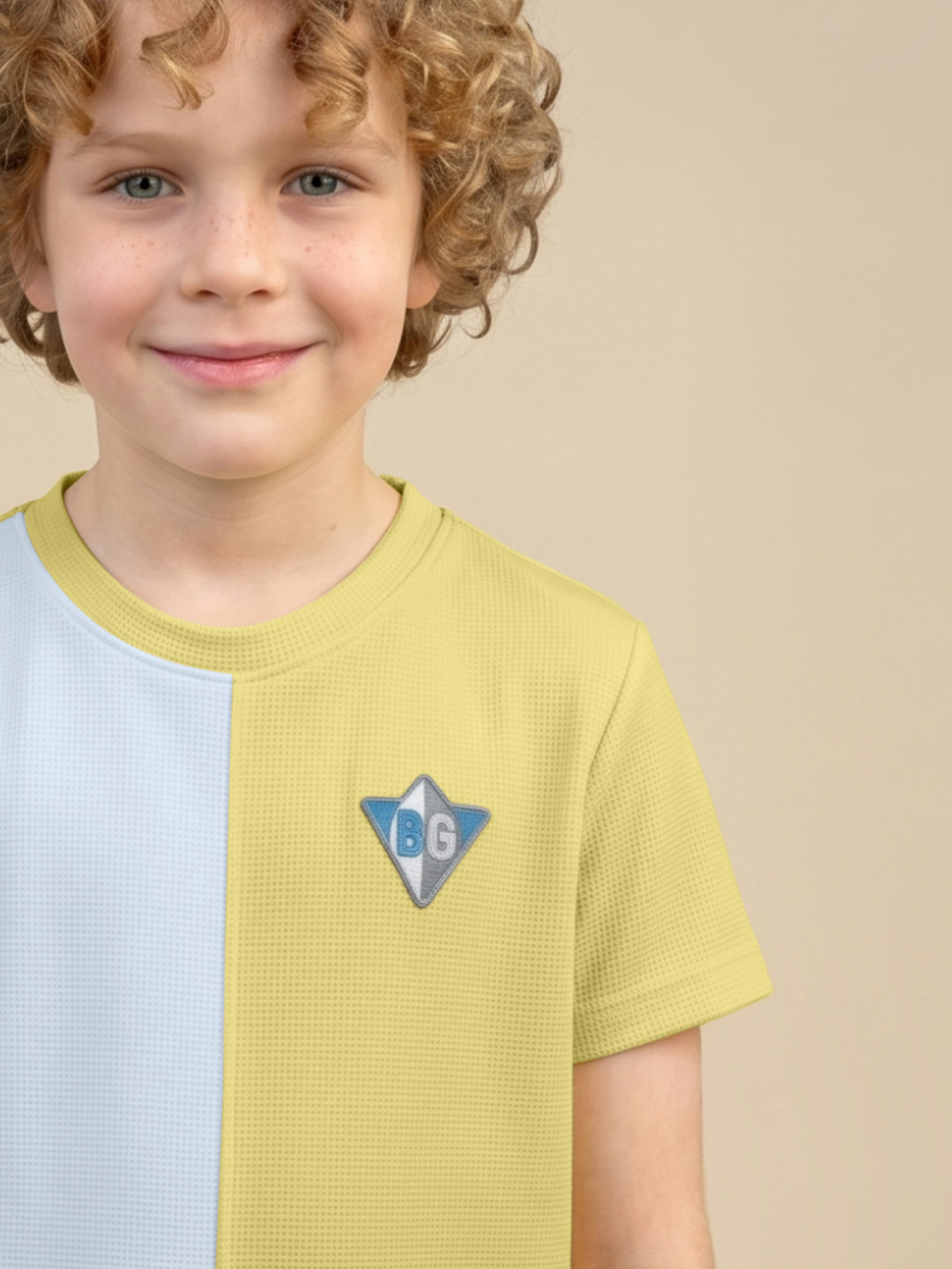 Blue Giraffe Yellow Solid Boys T Shirt