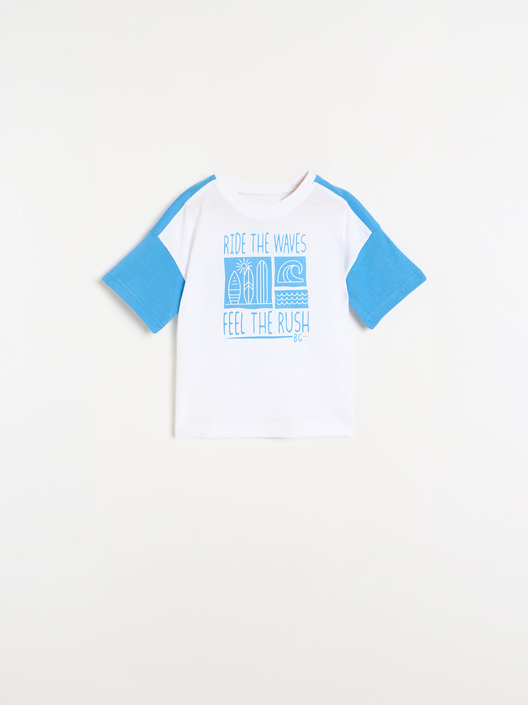 Blue Giraffe Boys Printed White T-Shirt