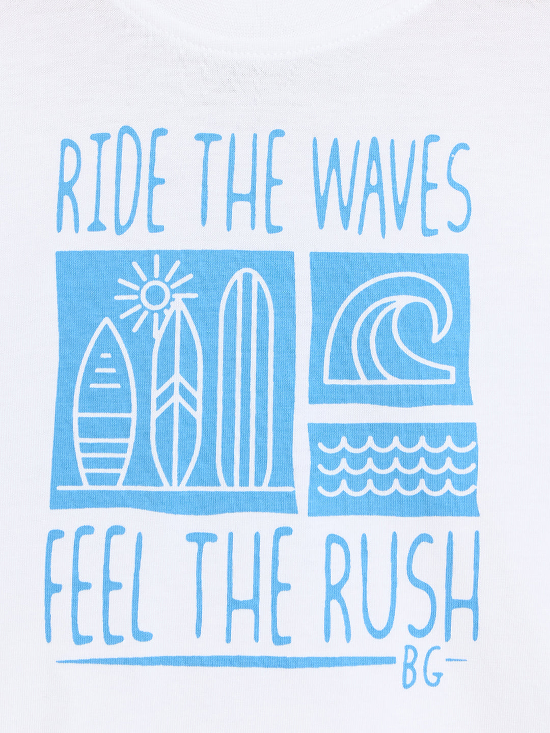 Blue Giraffe Boys Printed White T-Shirt