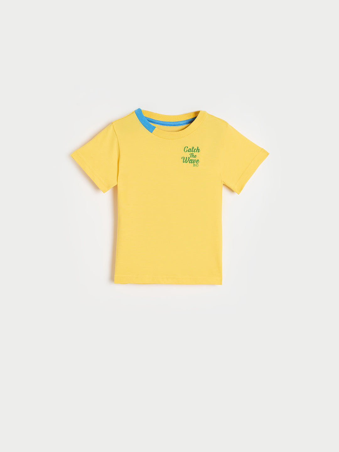 Blue Giraffe Boys Yellow Printed Regular Fit Pure Cotton T-Shirt