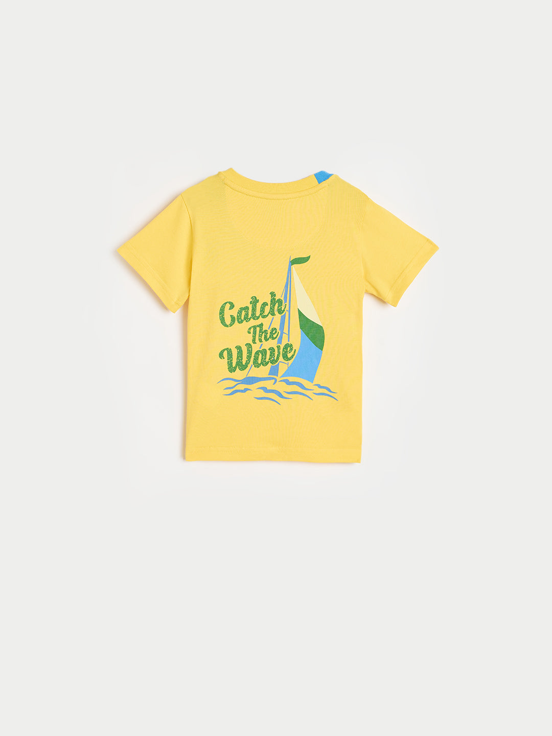 Blue Giraffe Boys Yellow Printed Regular Fit Pure Cotton T-Shirt