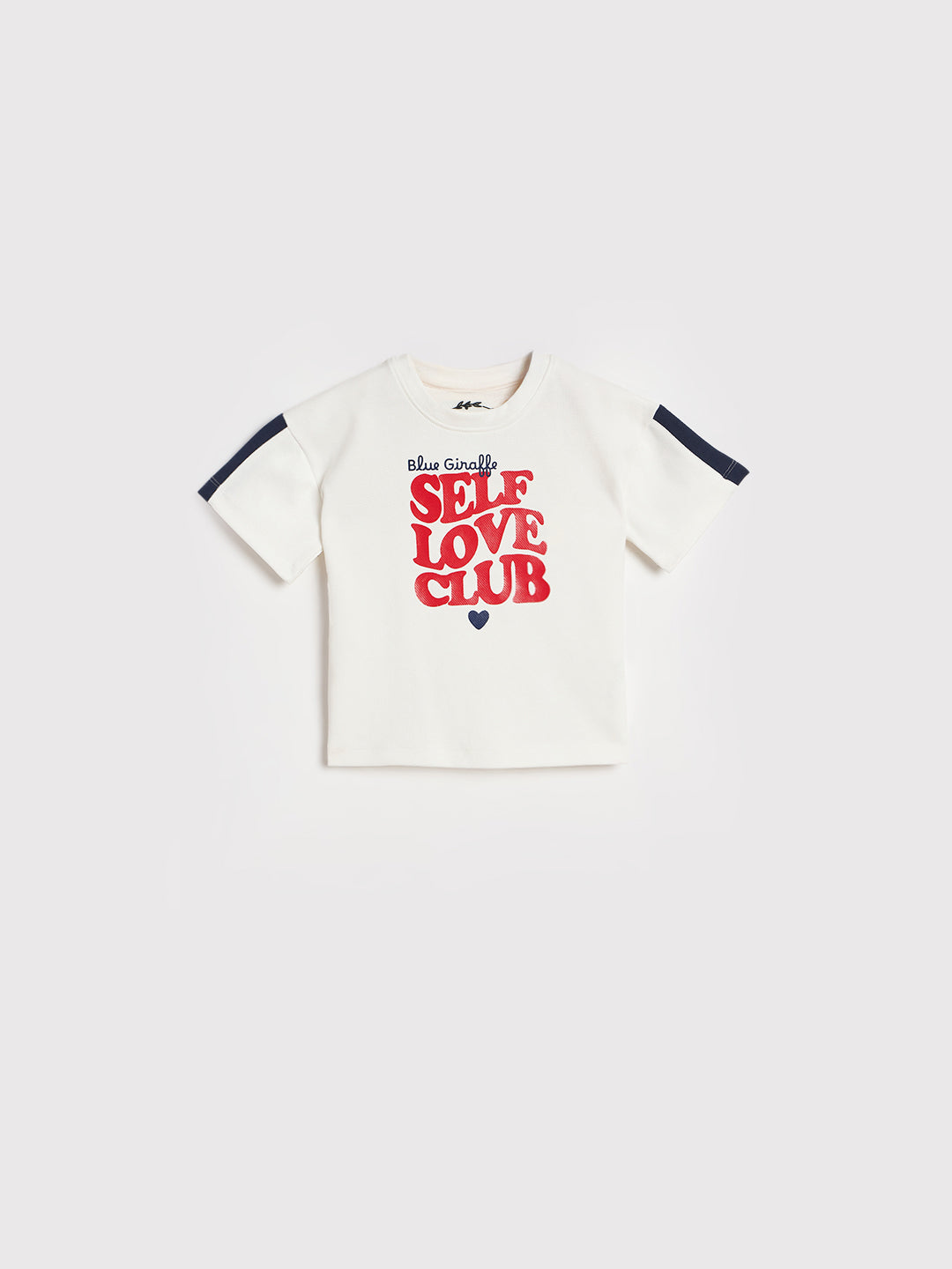 Blue Giraffe Girls Printed White T-Shirt