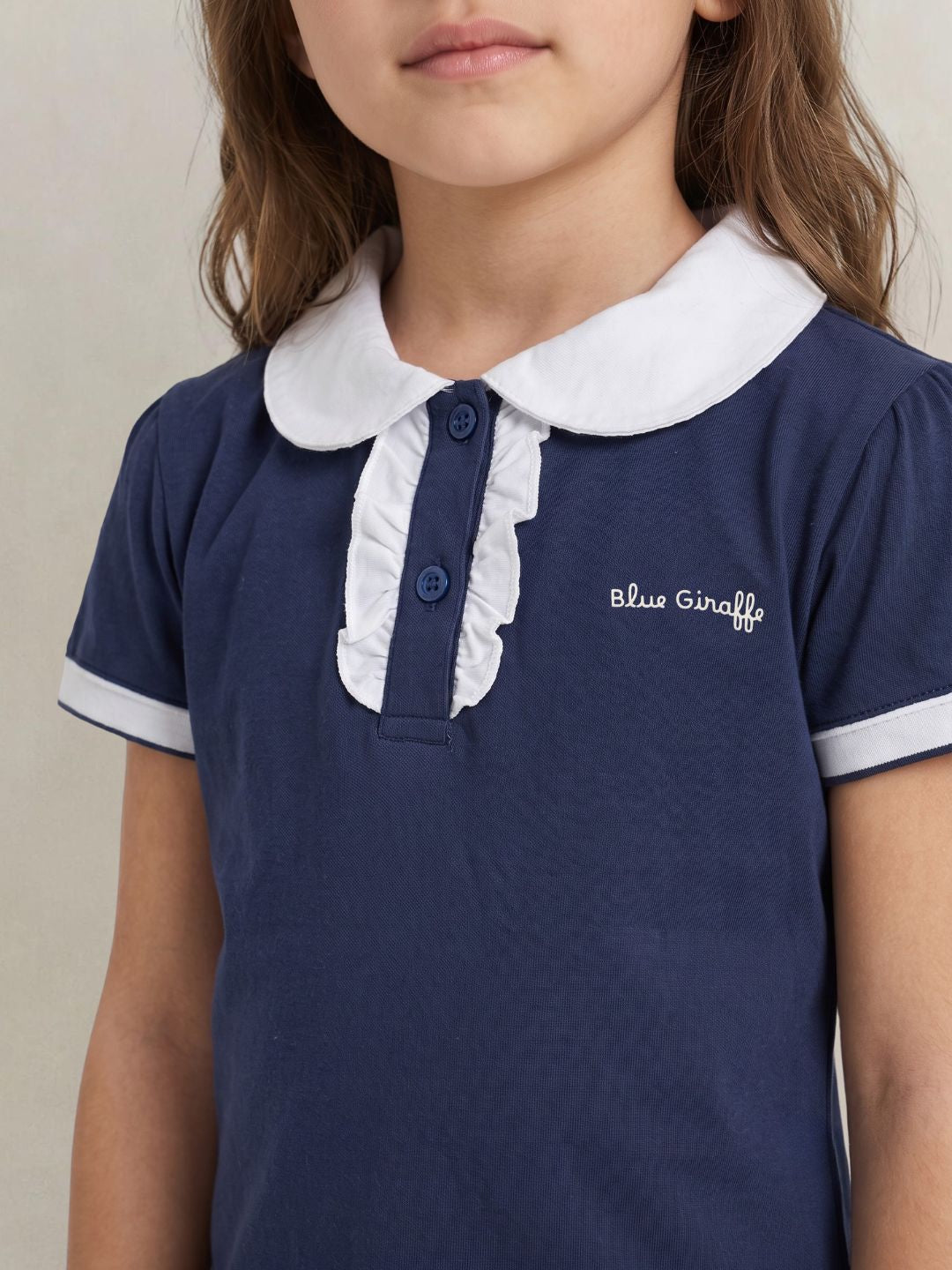 Blue Giraffe Girls Navy Solid Regular Fit Pure Cotton T-Shirt