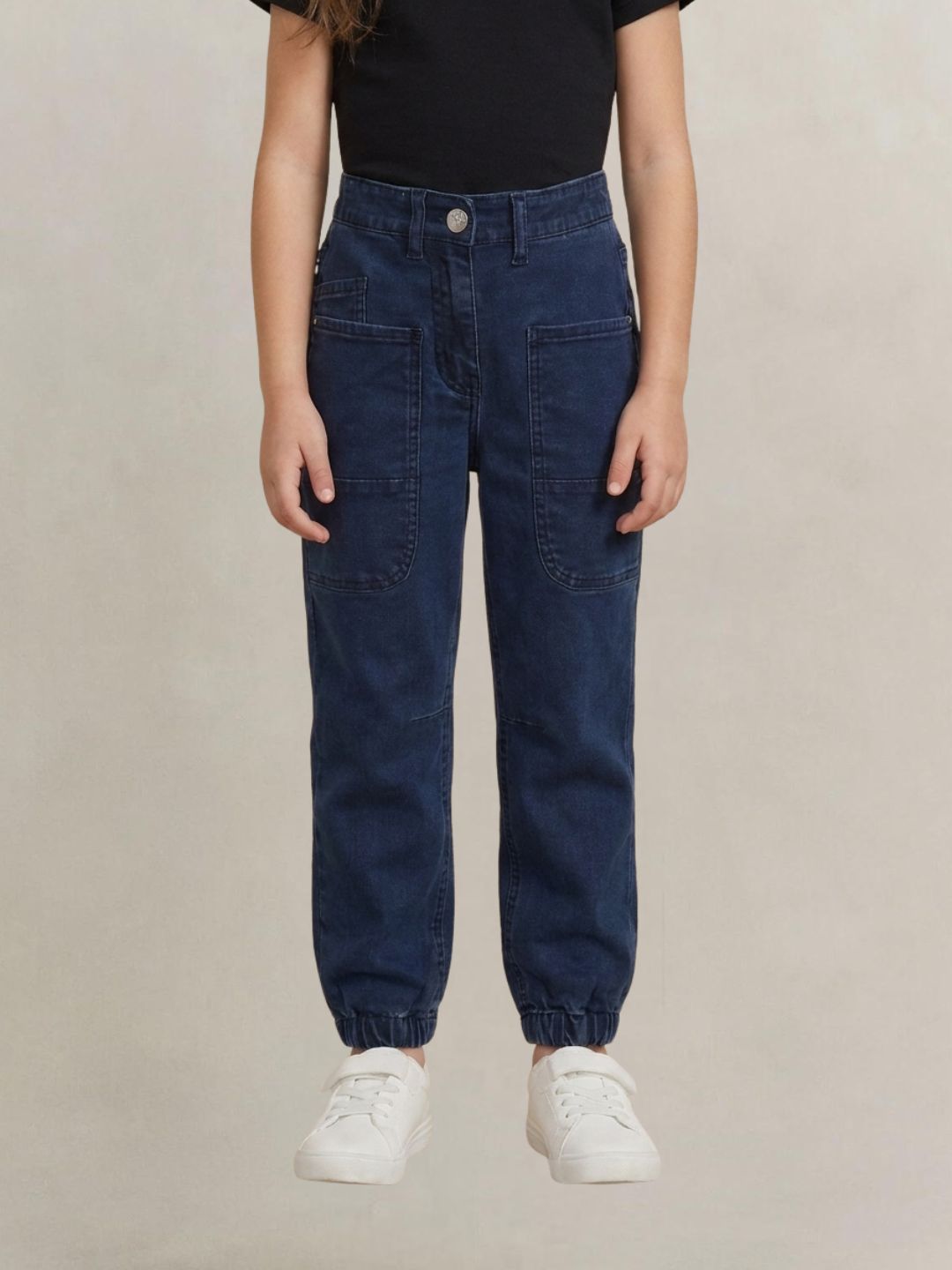 Blue Giraffe Blue Solid Stretchable Jogger Jeans
