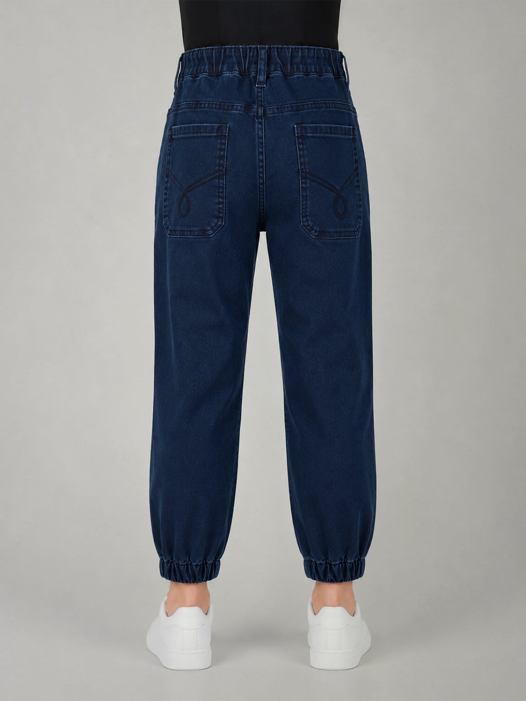 Blue Giraffe Blue Cotton Solid Girls Jeans