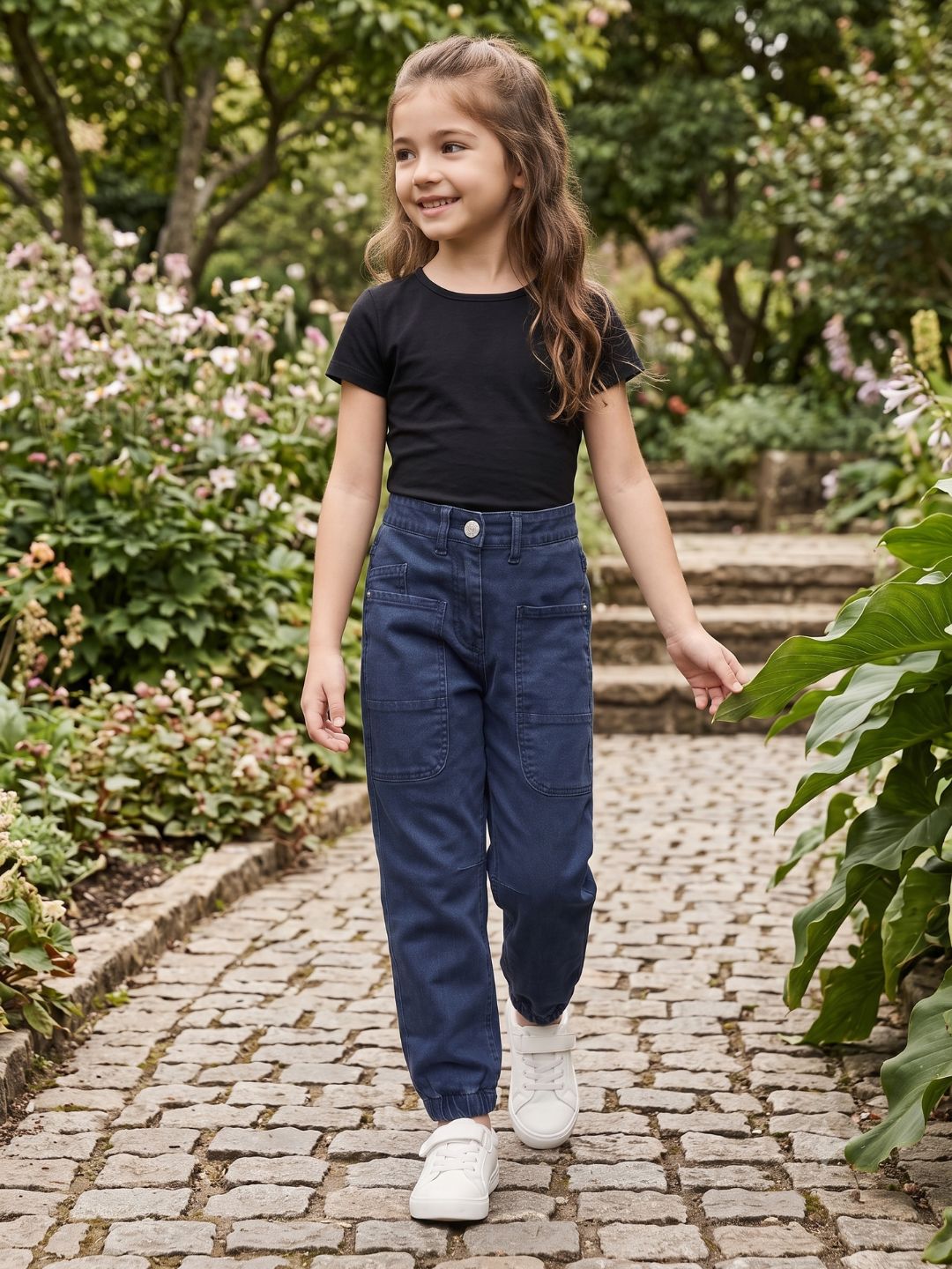 Blue Giraffe Blue Solid Stretchable Jogger Jeans