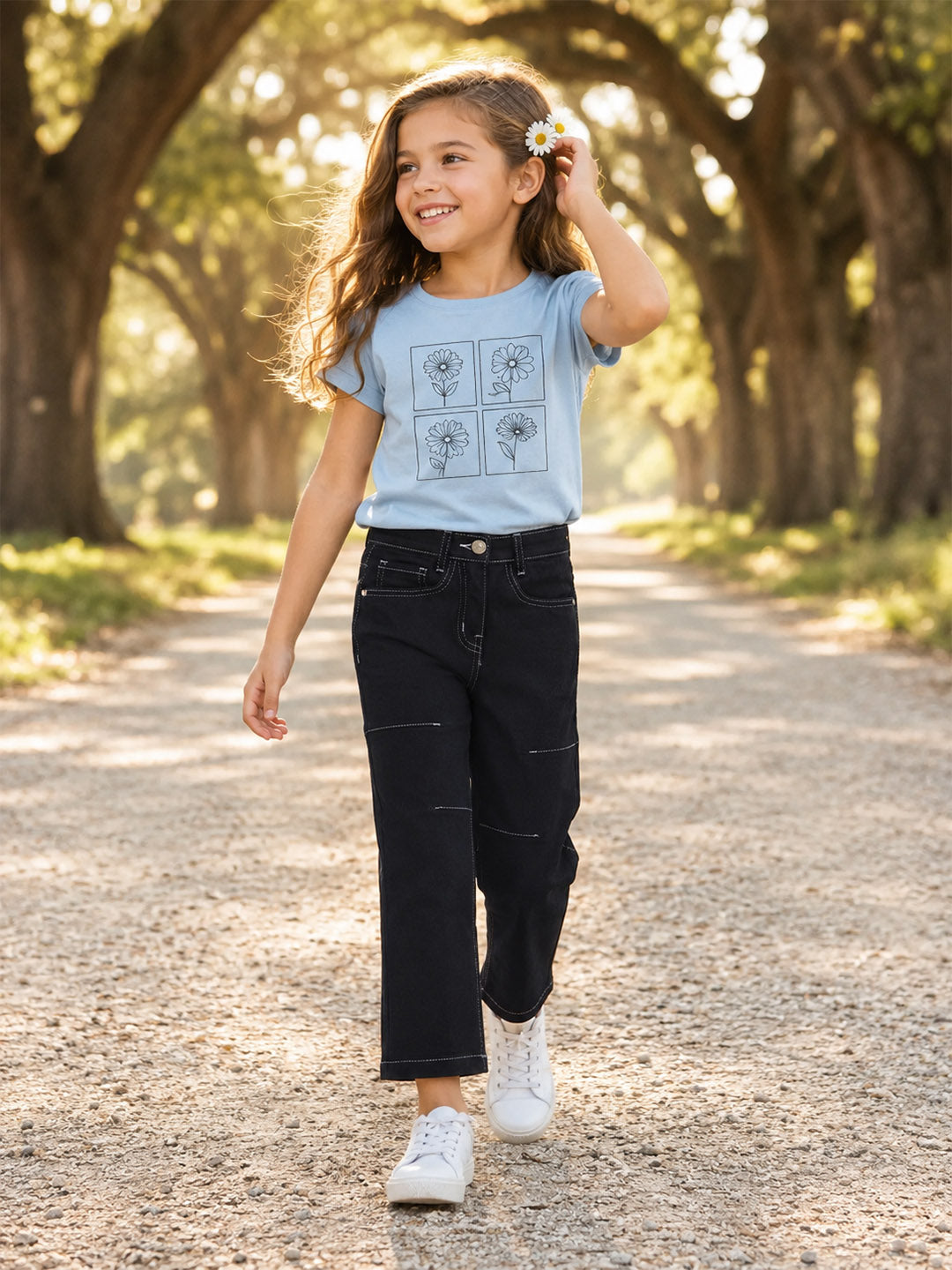 Blue Giraffe Blue Solid Stretchable Barrel Fit Jeans