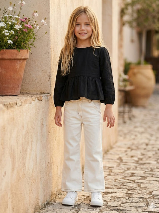 Blue Giraffe Girls White Flared Fit Jeans