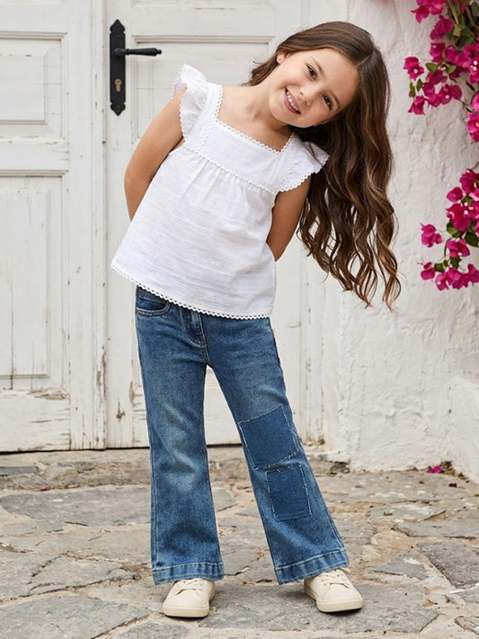 Blue Giraffe Girls Blue Bootcut Fit Jeans