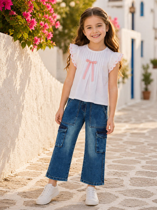 Blue Giraffe Girls Blue Straight Fit Jeans
