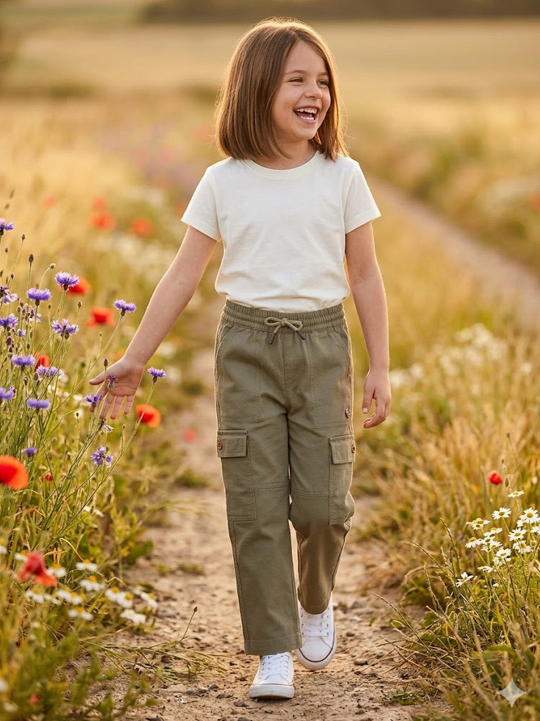 Blue Giraffe Girls Green Jogger Trouser