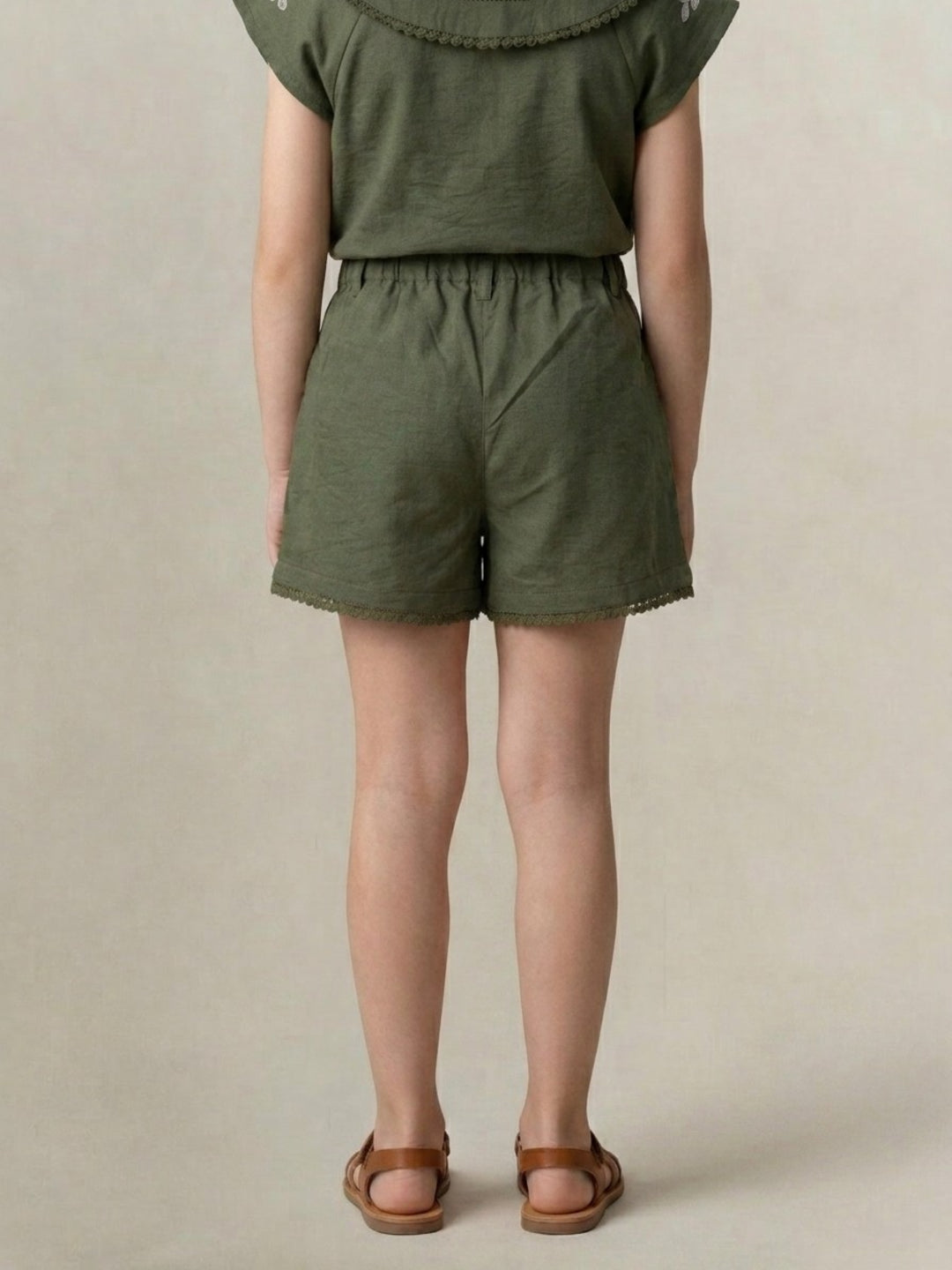 Blue Giraffe Green Printed Girls Shorts