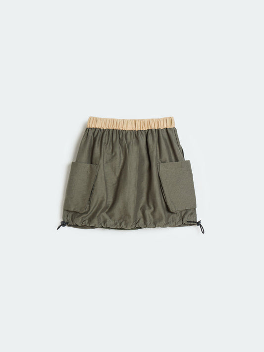 Blue Giraffe Girls Olive Green Fashion Fit Skirt