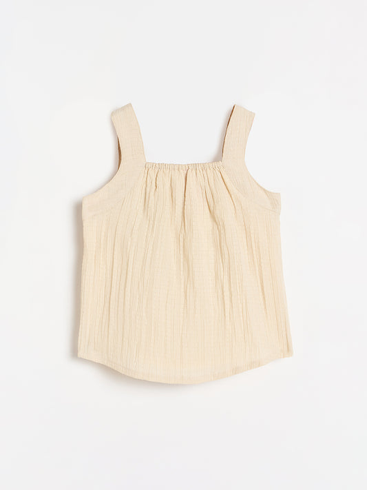 Blue Giraffe Girls Floral Cream Top