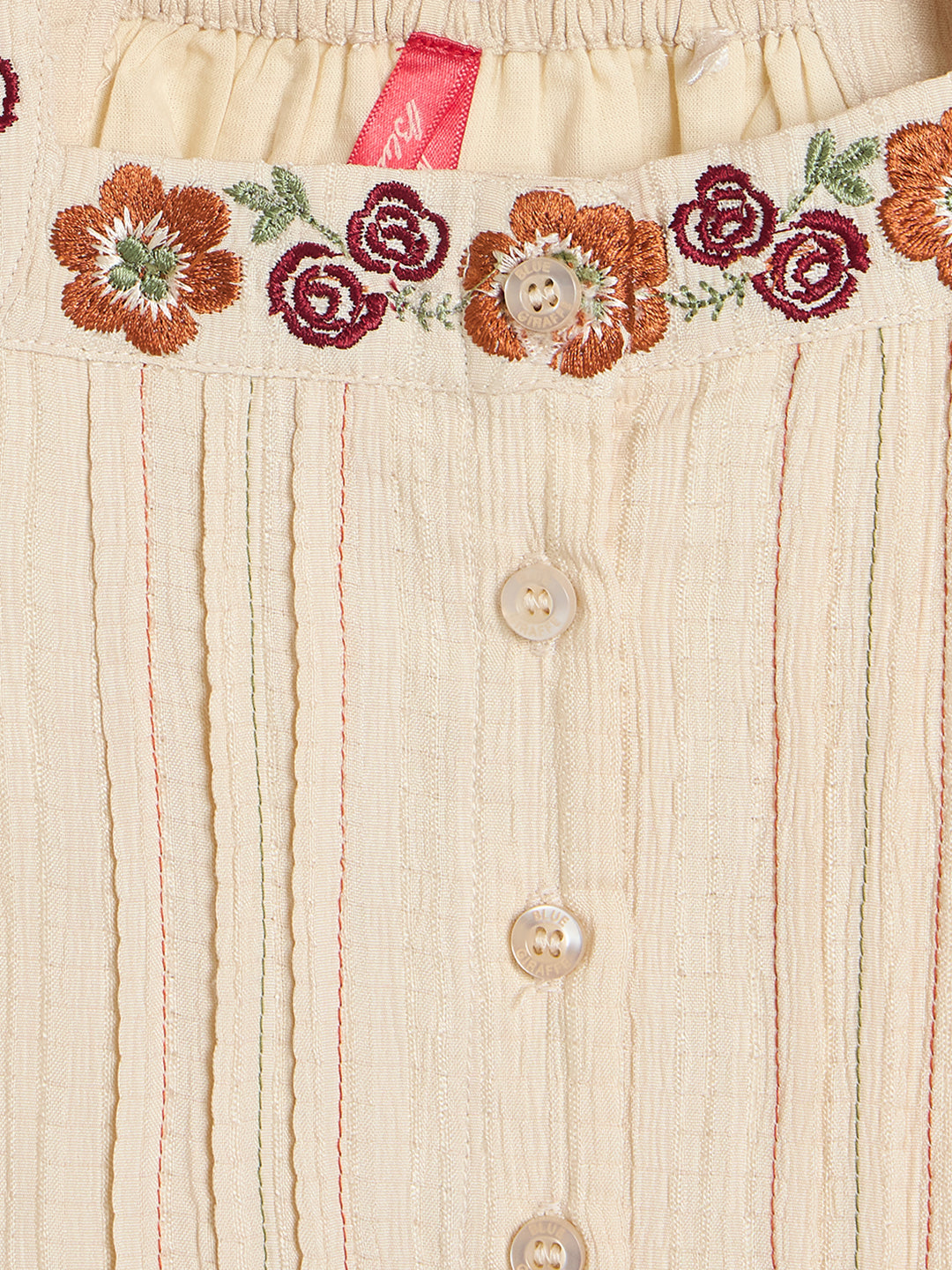 Blue Giraffe Girls Floral Cream Top