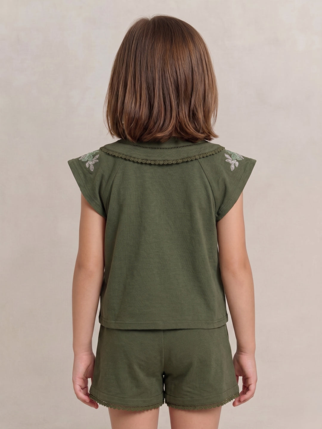 Blue Giraffe Green Printed Girls Top