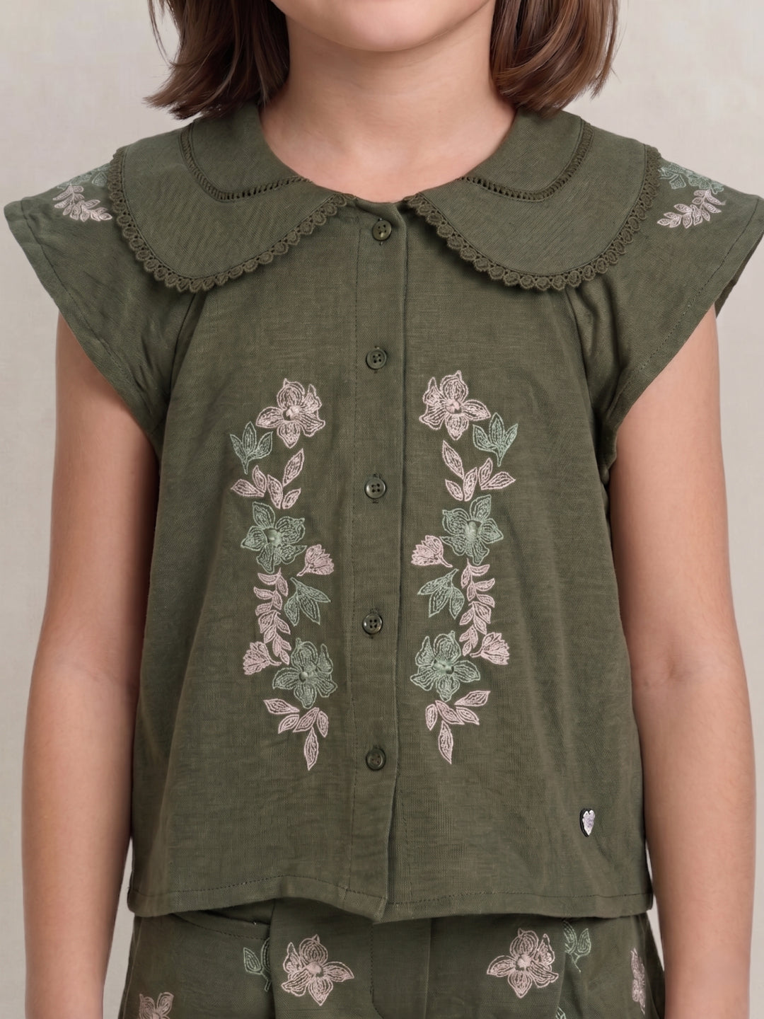 Blue Giraffe Green Printed Girls Top