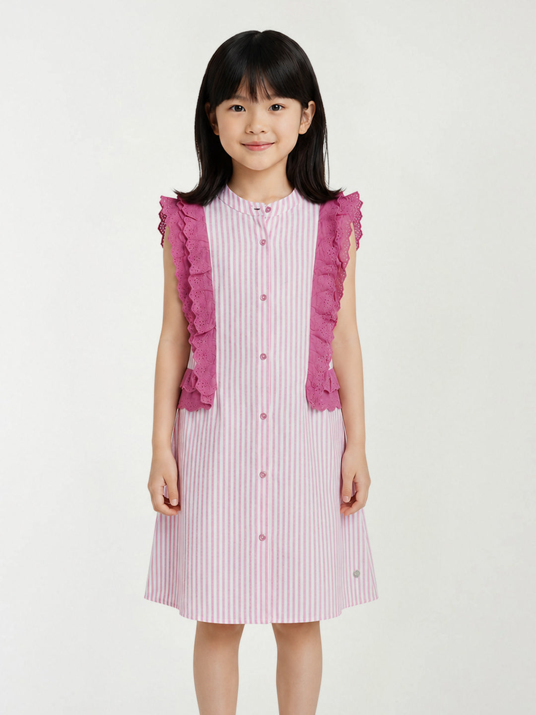 Blue Giraffe Pink Striped Girls Dress