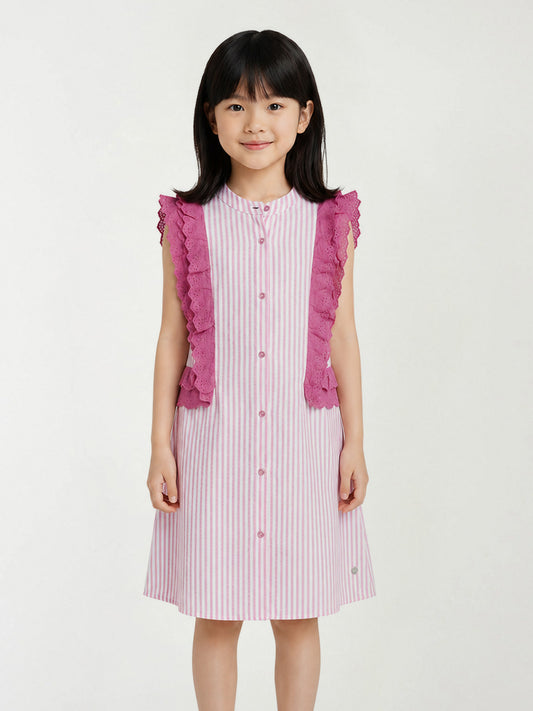 Blue Giraffe Pink Striped Girls Dress