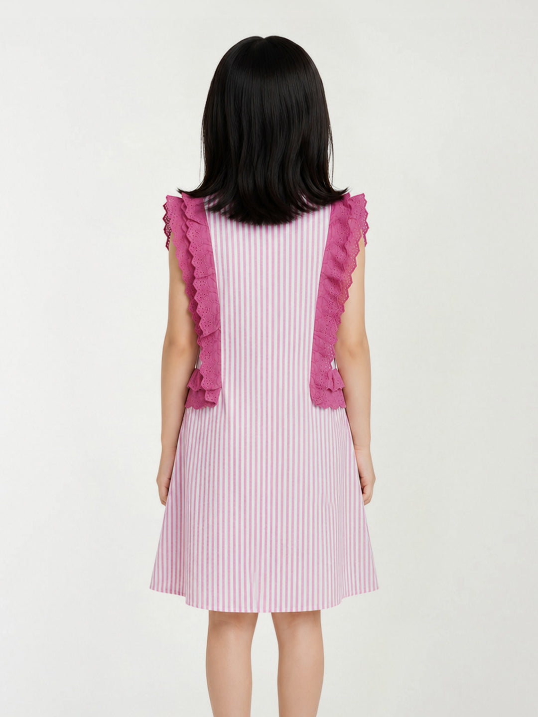 Blue Giraffe Pink Striped Girls Dress