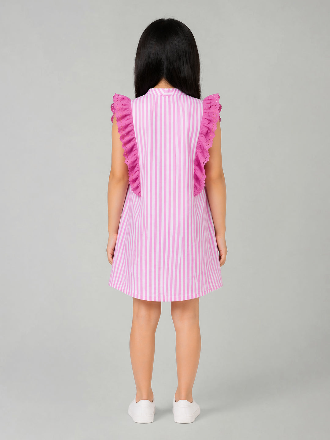Blue Giraffe Pink Striped Girls Dress