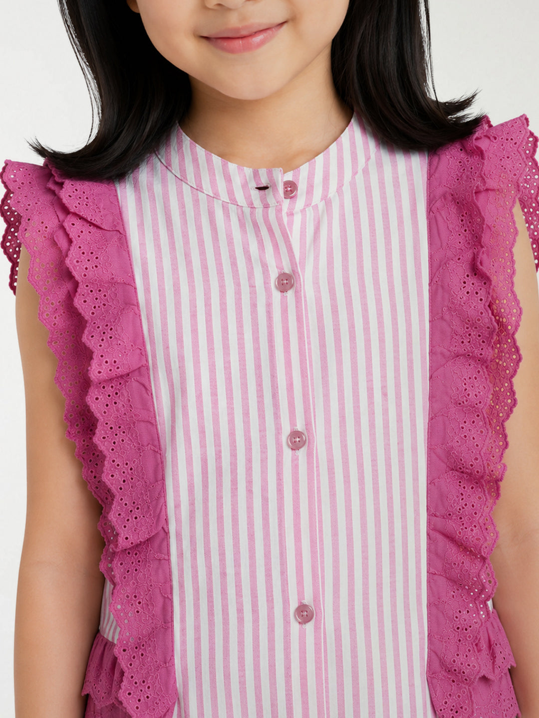 Blue Giraffe Pink Striped Girls Dress