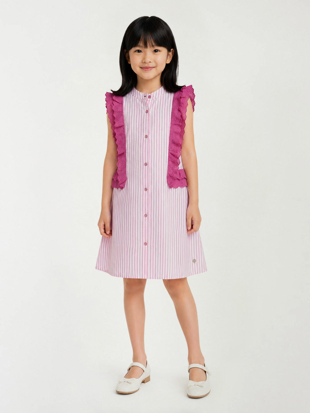 Blue Giraffe Pink Striped Girls Dress