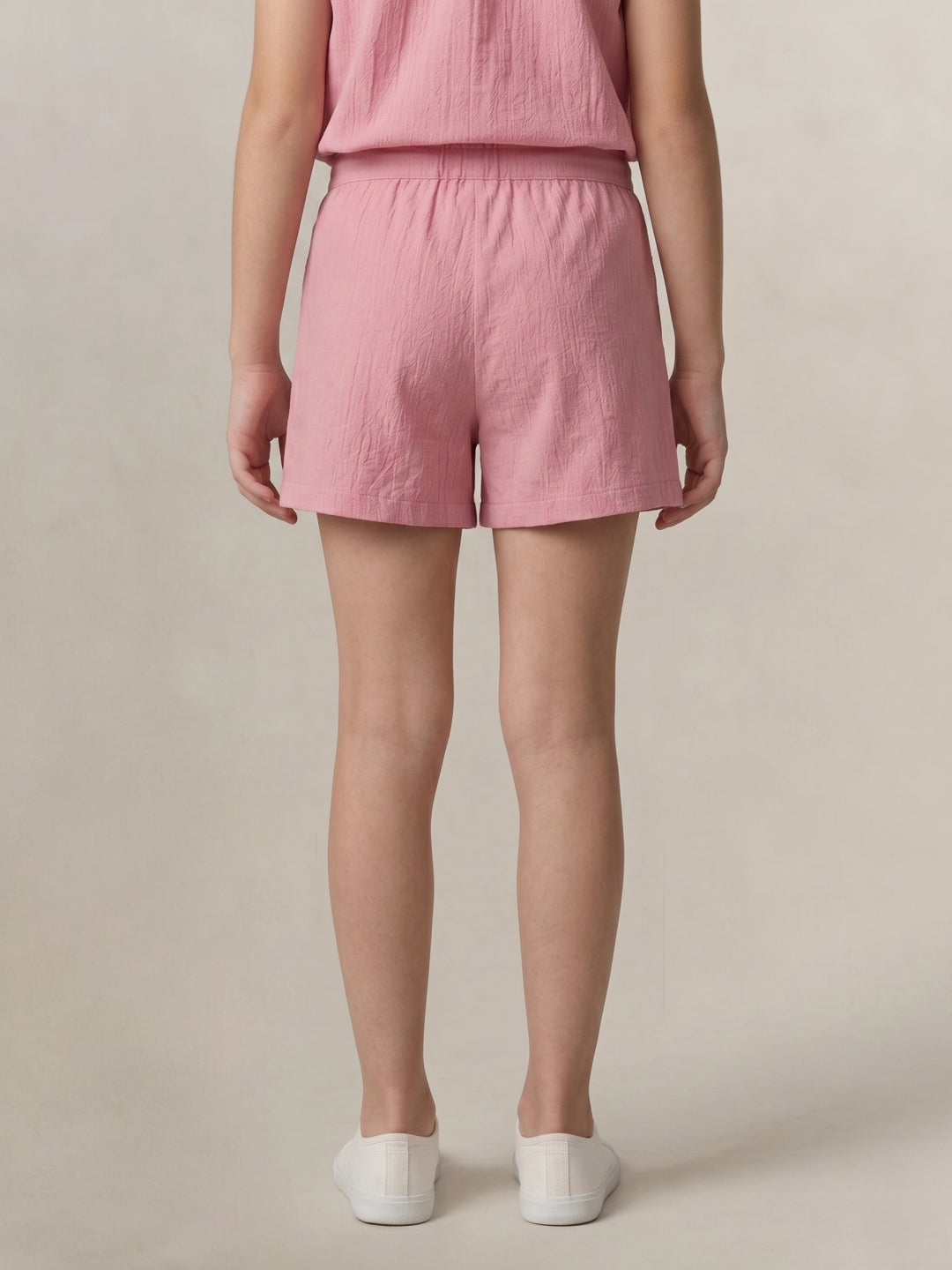 Blue Giraffe Pink Cotton Solid Girls Shorts