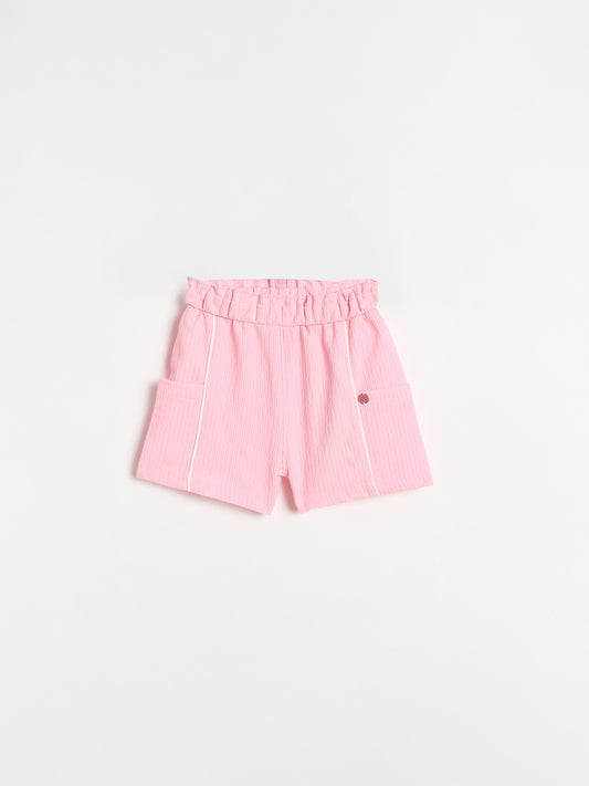 Blue Giraffe Girls Solid Pink Shorts