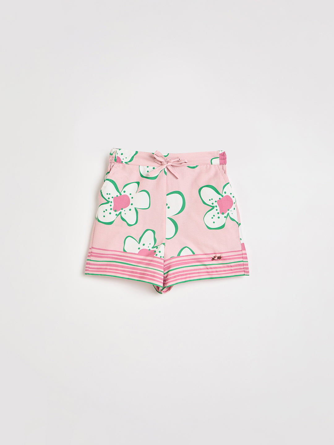 Blue Giraffe Girls Pink Printed Short