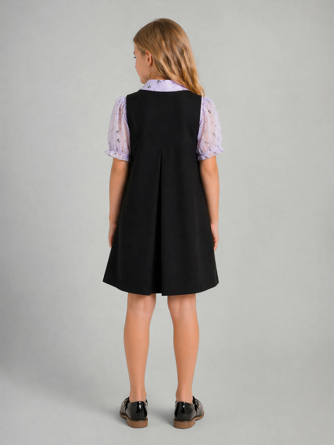 Blue Giraffe Black Solid Girls Dress