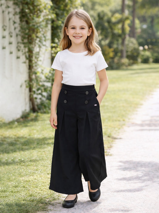 Blue Giraffe Black Solid Girls Trouser