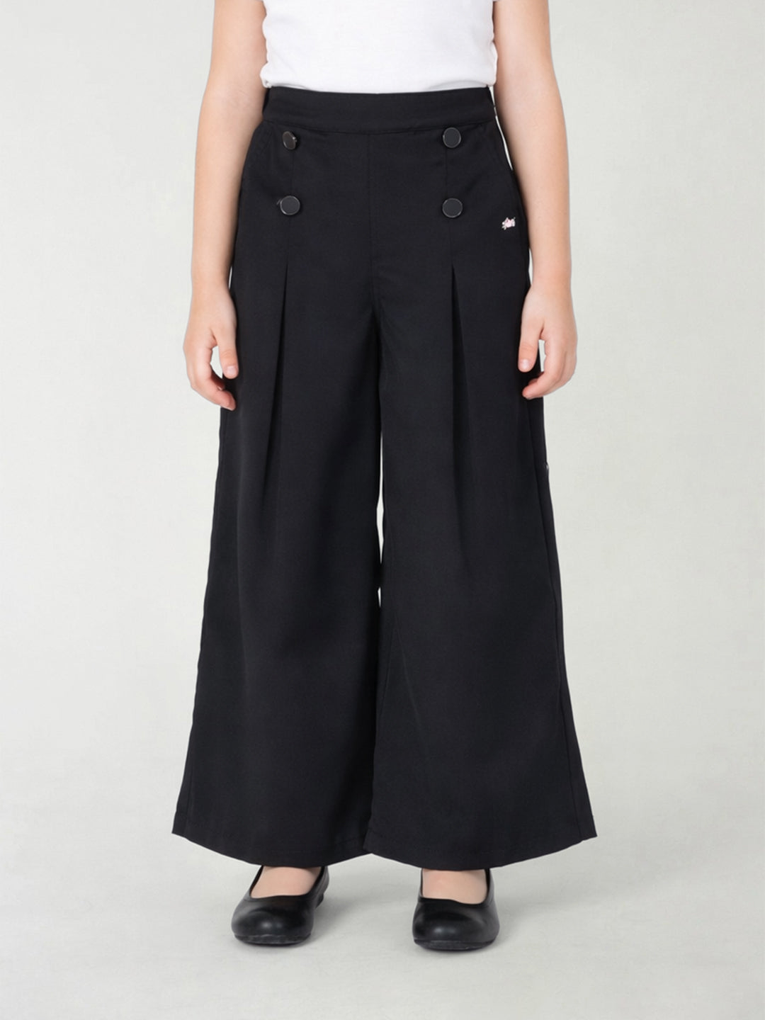 Blue Giraffe Black Solid Girls Trouser