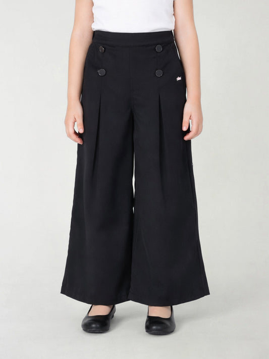 Blue Giraffe Black Solid Girls Trouser
