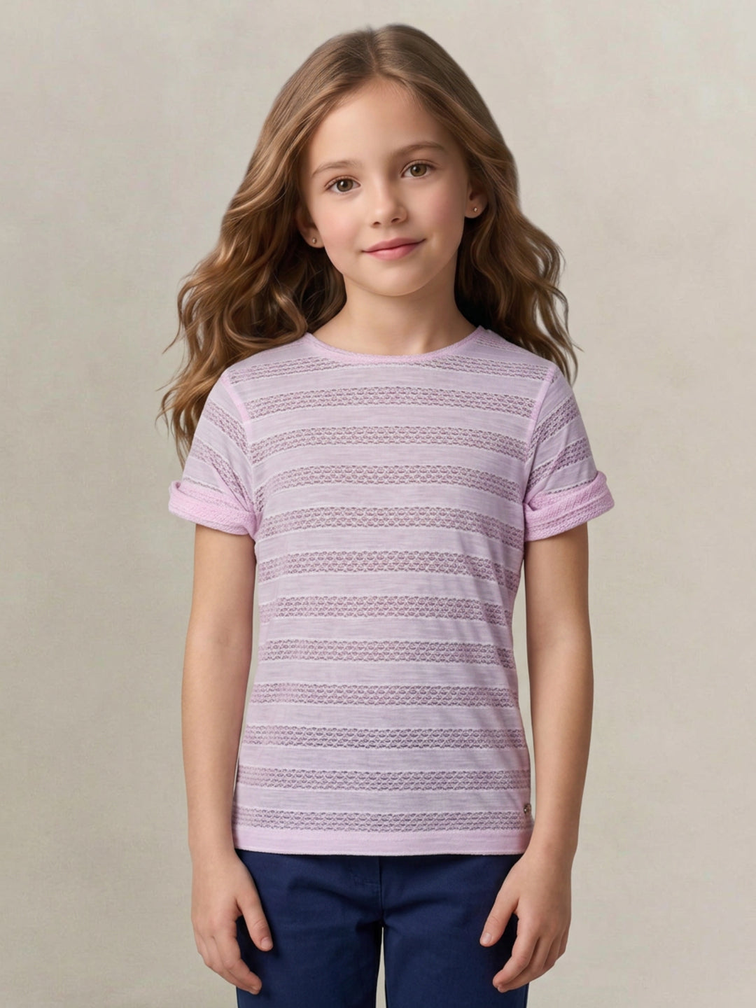 Blue Giraffe Purple Striped Girls Tshirt