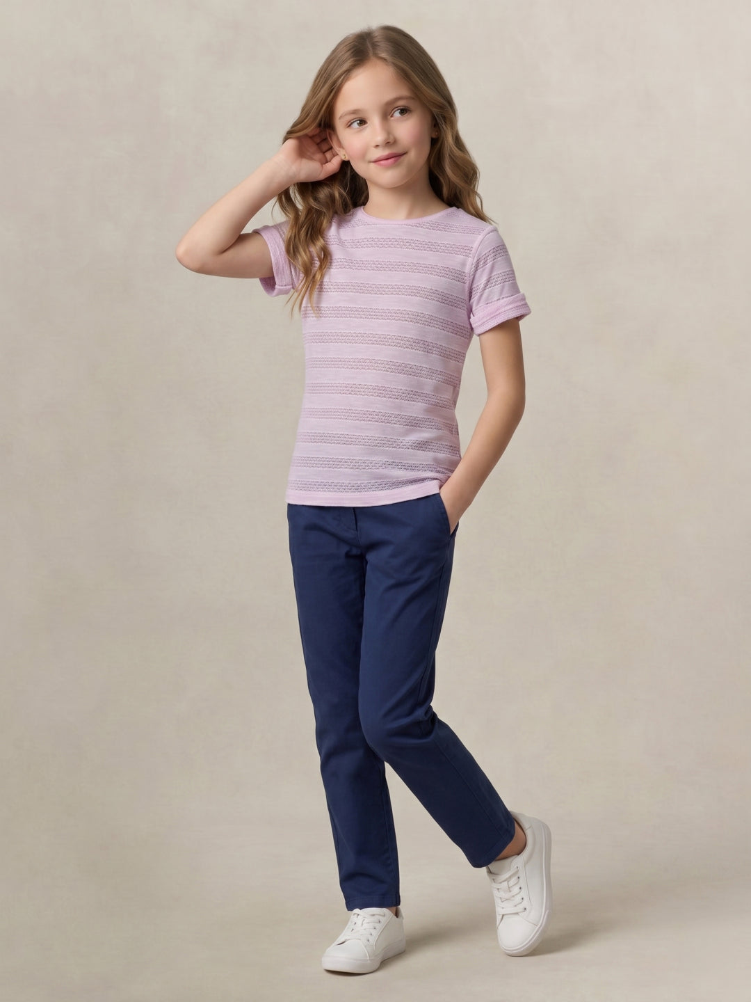 Blue Giraffe Purple Striped Girls Tshirt