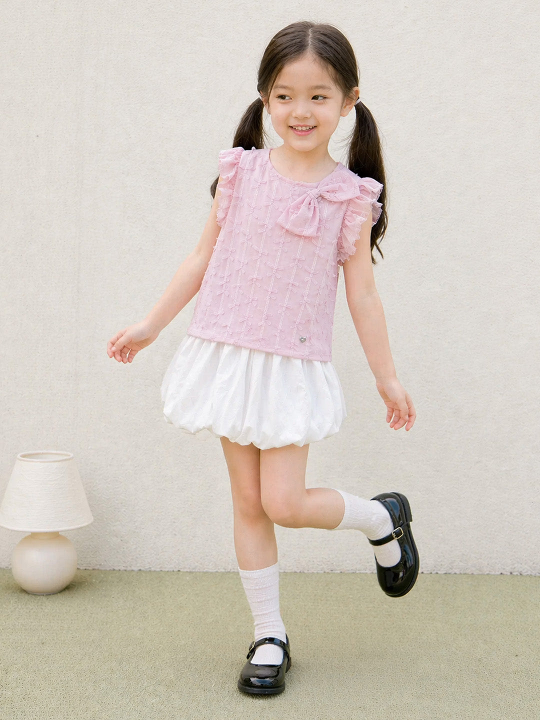 Blue Giraffe Girls Pink Self Design Regular Fit Top