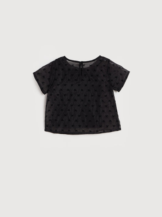 Blue Giraffe Girls Solid Black Top