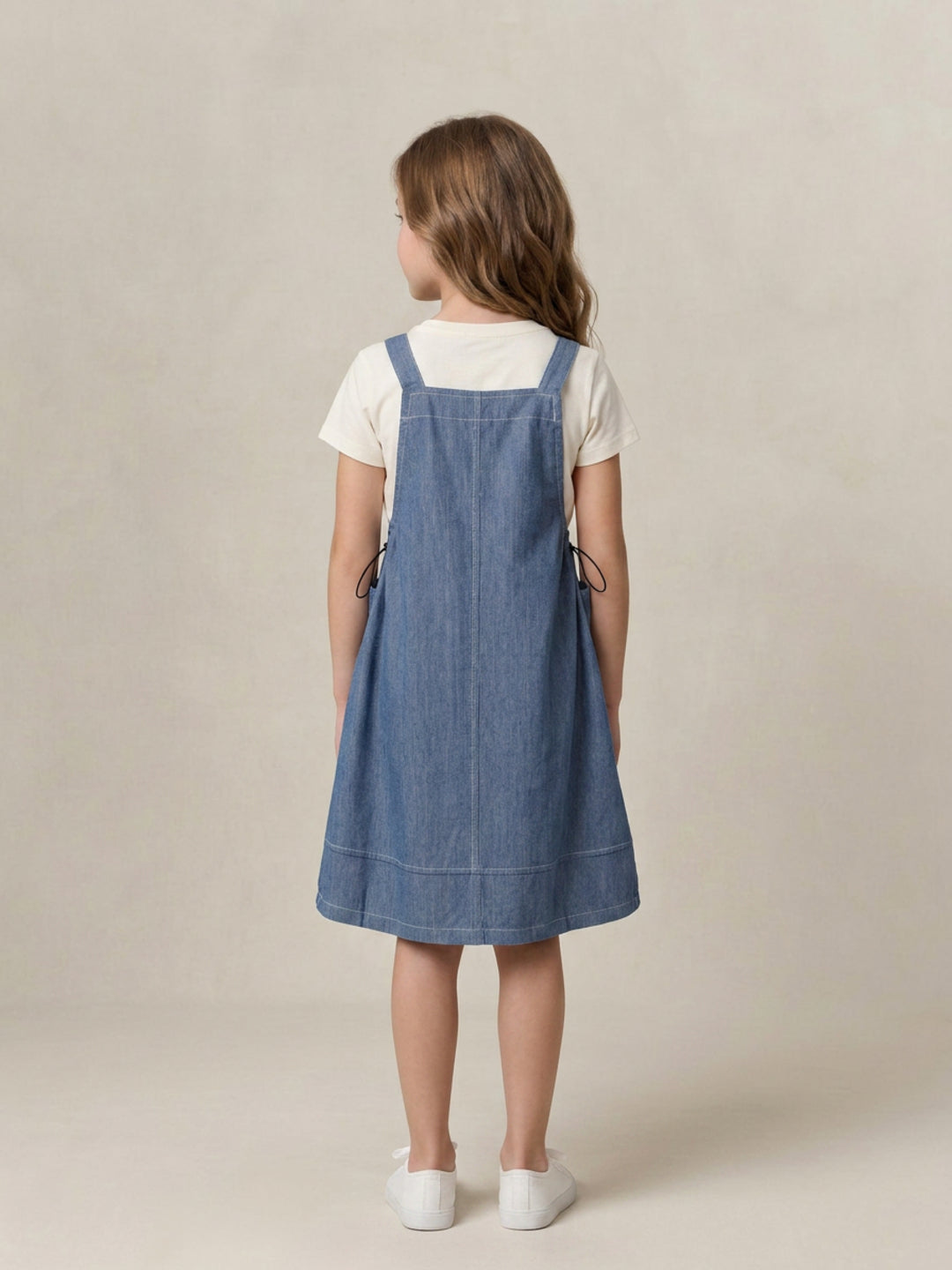 Blue Giraffe Girls Blue Solid Cotton Dress