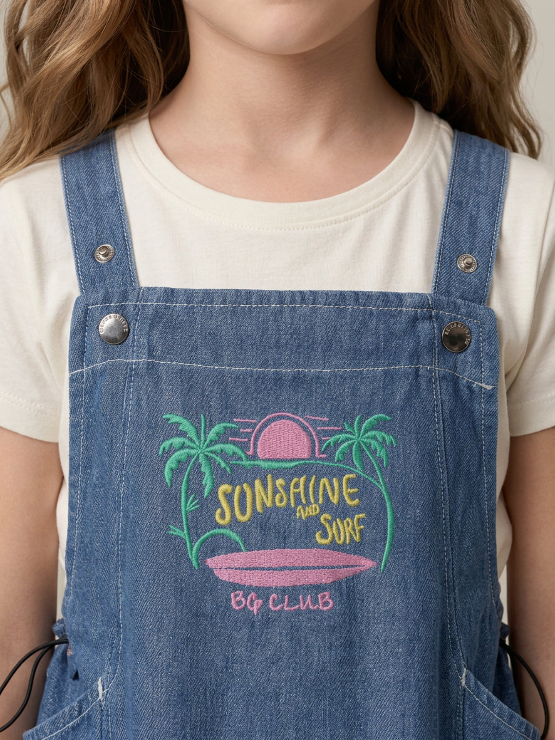 Blue Giraffe Girls Blue Solid Cotton Dress