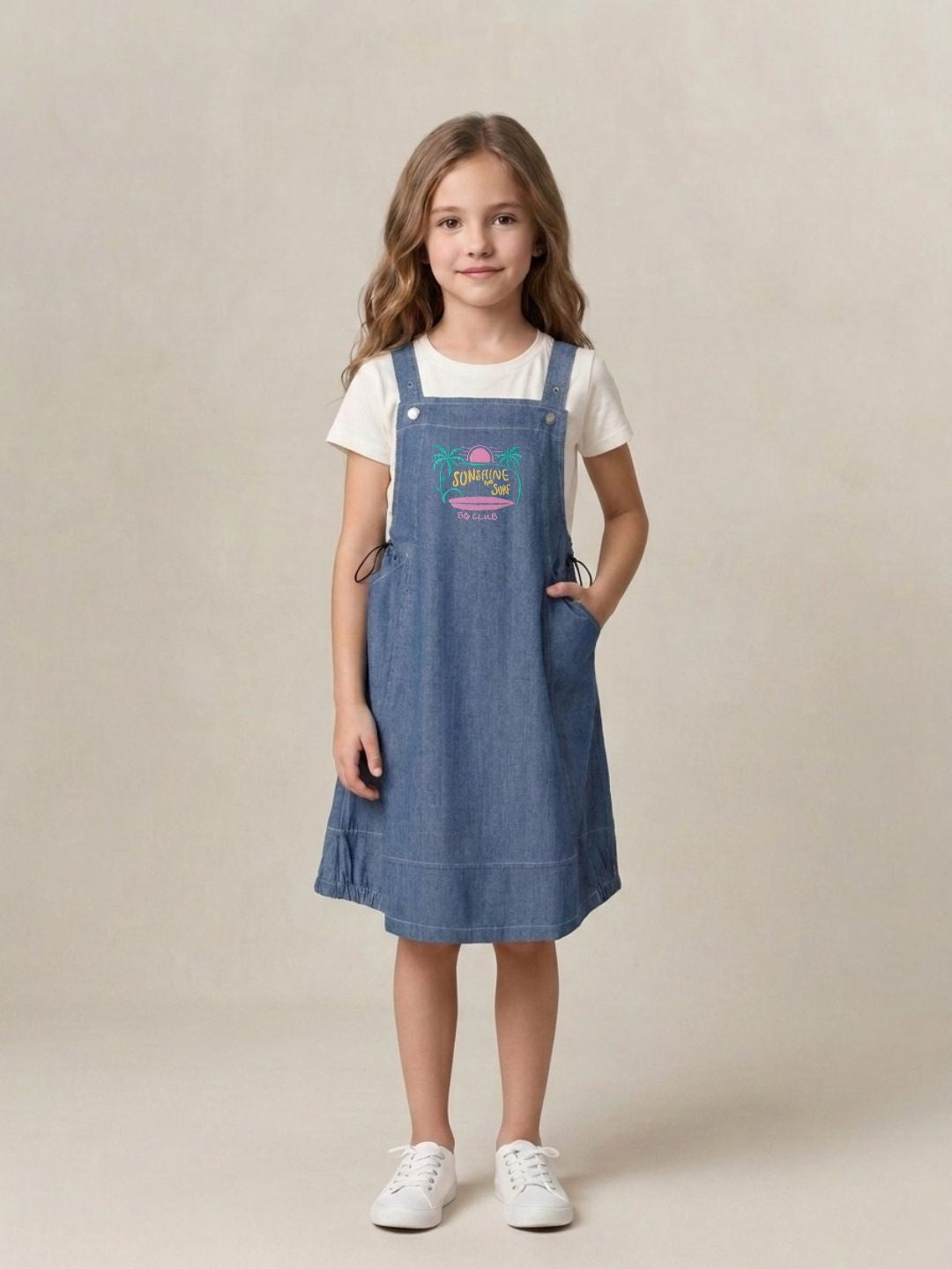 Blue Giraffe Girls Blue Solid A-Line Fit Dress