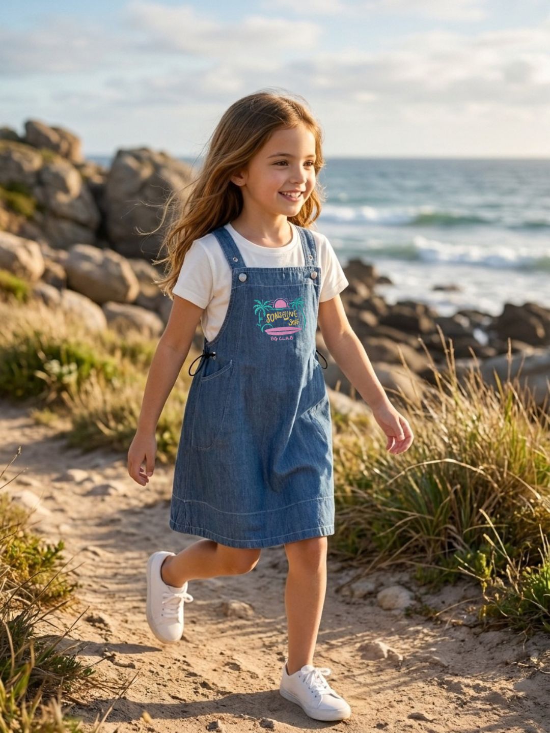 Blue Giraffe Girls Blue Solid A-Line Fit Dress